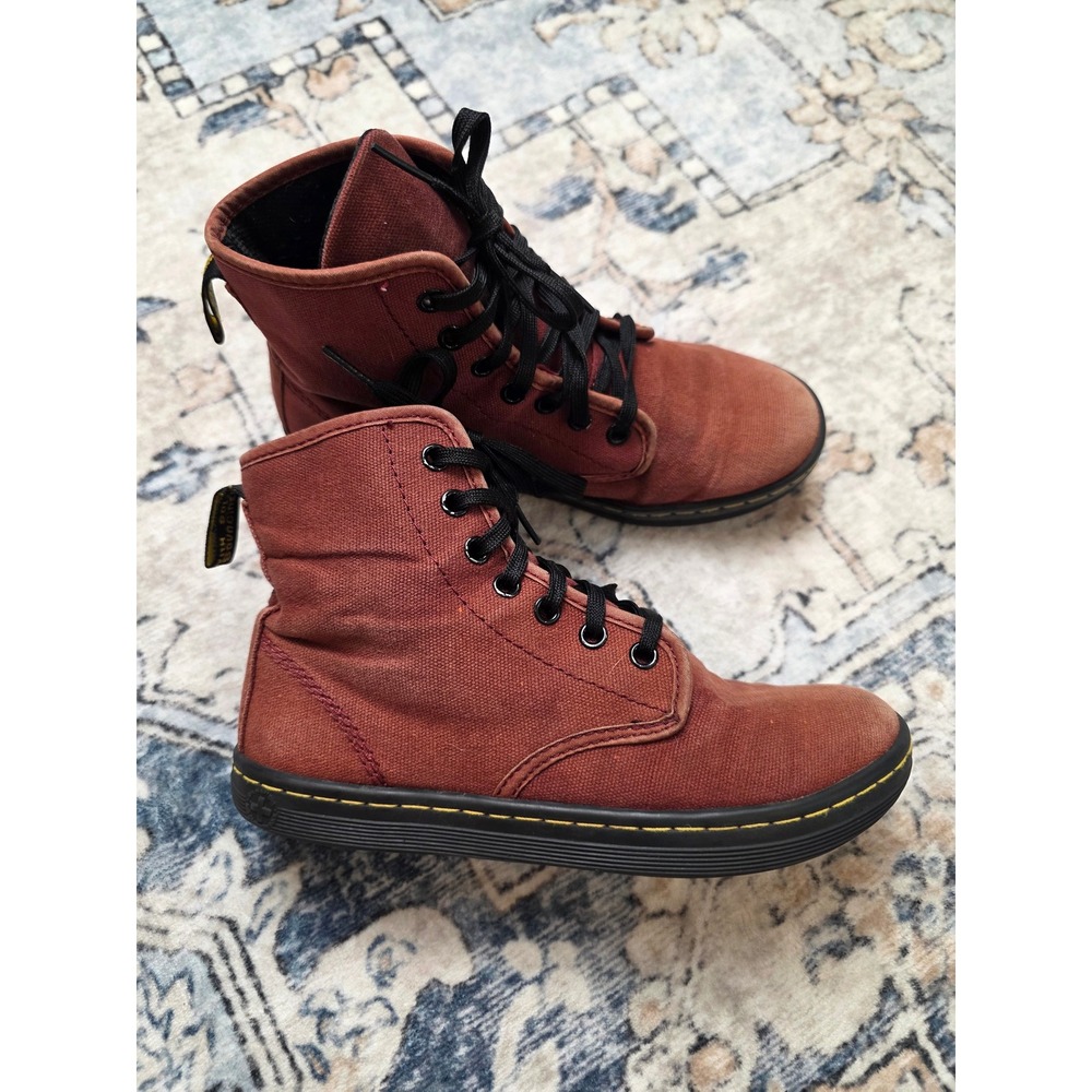 Dr. Marten's Women's Size 9 Rusty Red Black Shoreditch Cotton Canvas Boots